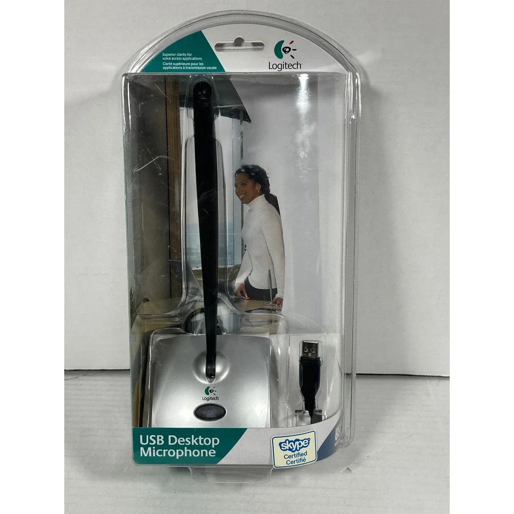 Logitech USB Desktop Microphone Noise Canceling Silver Black 980186-0403 NEW